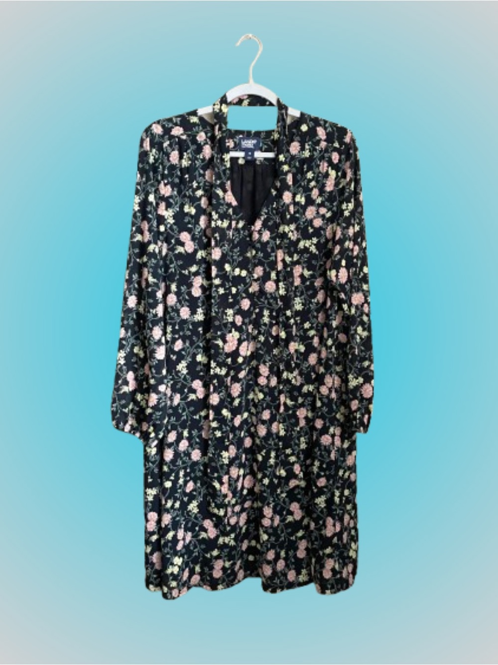 Lands’ End floral print dress w/ lining romantic cottagecore sz 12